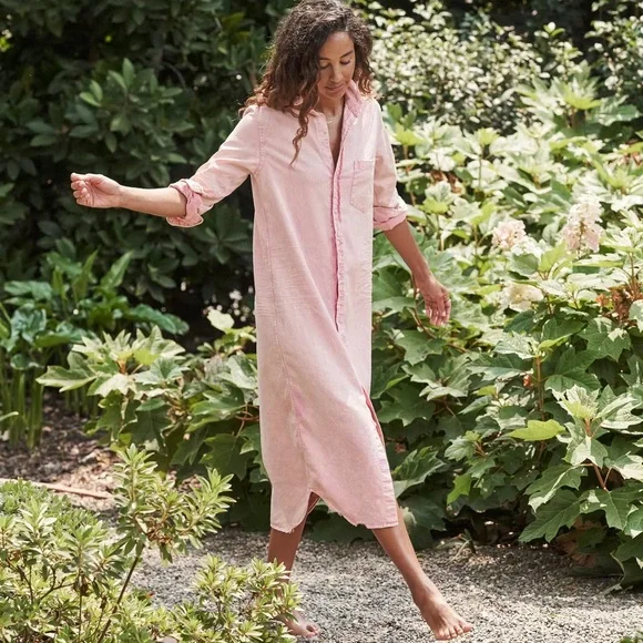 pink distressed dress Coffee In Calabasas Distressed Overall Dress in Pink